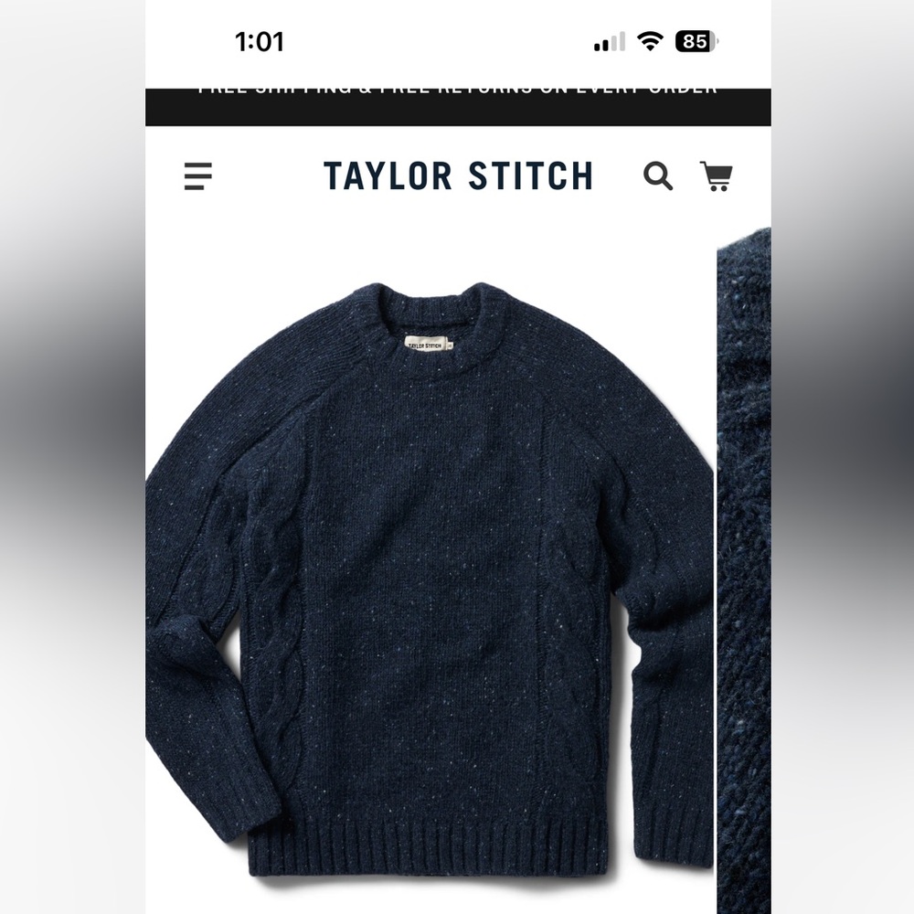 Taylor Stitch Men's Topside Sweater in Navy Donegal